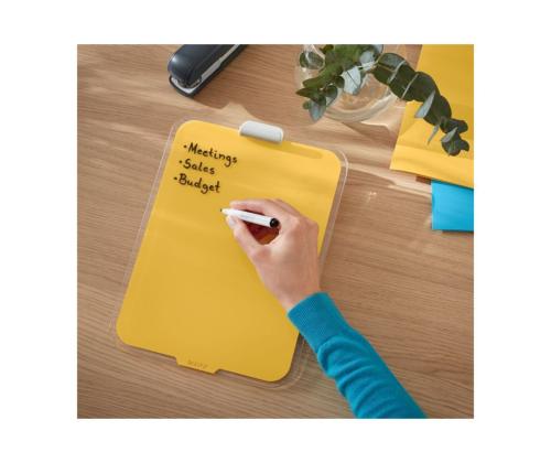 Lasitaulu-magneettitaulu LEITZ Cozy 220x300mm pöytään + keltainen tussi