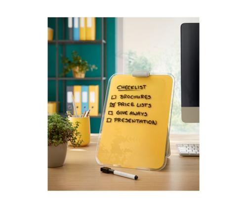 Lasitaulu-magneettitaulu LEITZ Cozy 220x300mm pöytään + keltainen tussi