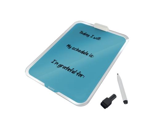 Lasitaulu-magneettitaulu LEITZ Cosy 220x300mm pöytään + tussi sininen