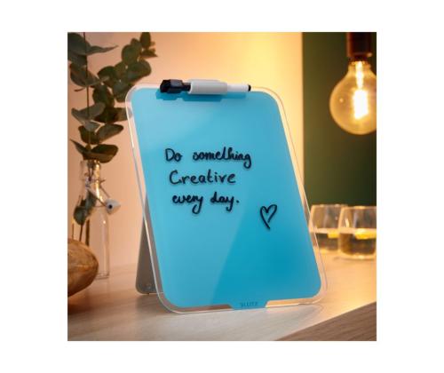 Lasitaulu-magneettitaulu LEITZ Cosy 220x300mm pöytään + tussi sininen