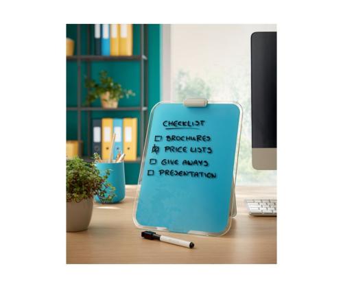 Lasitaulu-magneettitaulu LEITZ Cosy 220x300mm pöytään + tussi sininen