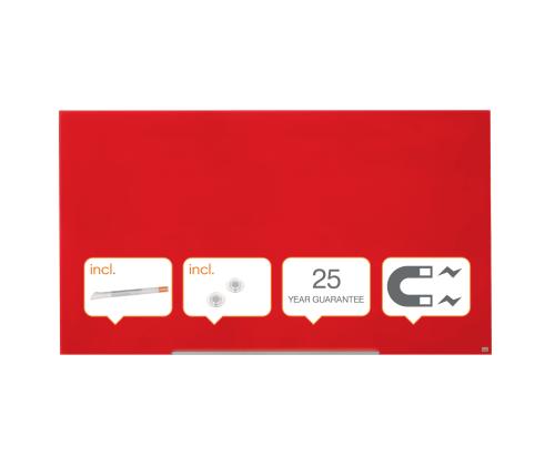 Lasilevy-magneettilevy NOBO Impression Pro 1900x1000mm, punainen