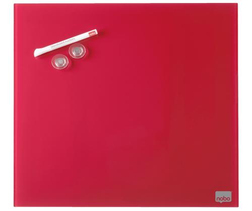 Lasilevy-magneettilevy NOBO Impression Pro Sq.Tiles 450x450mm, punainen