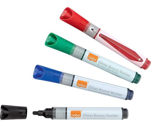 Lasitaulumerkkisetti NOBO Glass 4 värin pakkauksessa