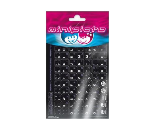 Klaviatuurikleebis EST+RUS must põhi/valge sinine sümbol