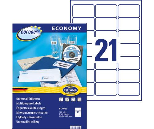 Tarratarra AVERY Economy 63,5x38,1mm 21 arkilla 100 arkkia