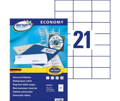 Tarratarra AVERY Economy 70x42,4mm 21 arkkia, 100 arkkia