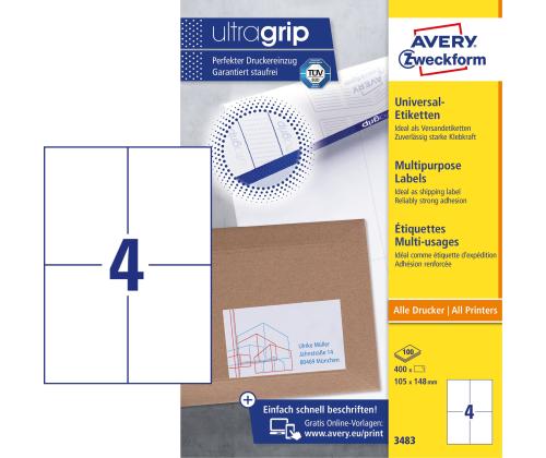 Tarratarra AVERY Zweckform 105x148mm 100 arkkia (3483)