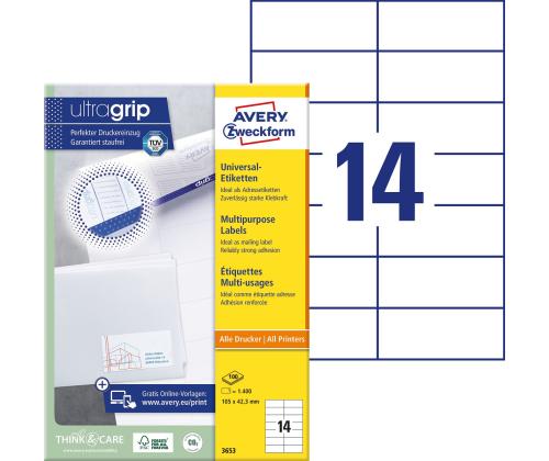 Kopio-lasertarra 105x42,3mm 100arkkia/ltk. ZW 3653E 14-osainen