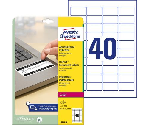 Tarratarra AVERY Zweckform 45.7x25.4 irrotettava (L6145-20)