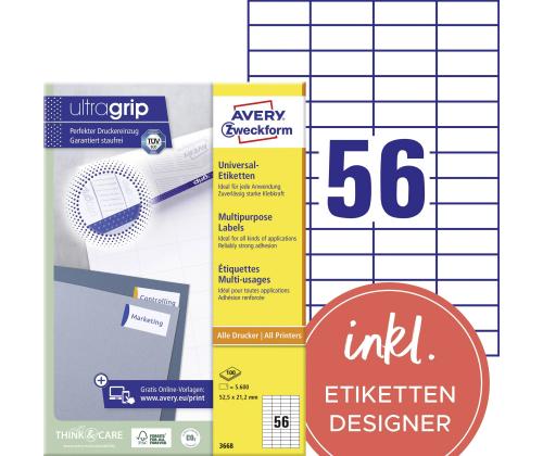 Kopio-lasertarra 52,2x21,2mm 100 arkkia/ltk. ZW 3668E 56-osainen