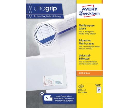 Tarratarra AVERY Zweckform 70x33,8mm 100 arkkia (3664)