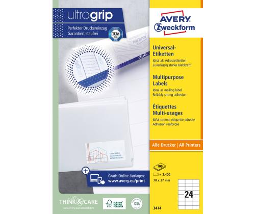 Tarratarra AVERY Zweckform 70x37mm 100 arkkia (3474)