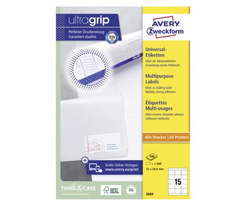 Tarratarra AVERY Zweckform 70x50,8mm 100 arkkia (3669)