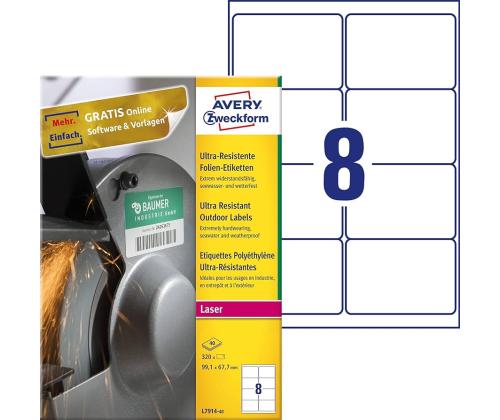 Tarratarra AVERY Zweckform 99,1 x 67,7 mm 40 arkkia erittäin kestävä (L7914-40)