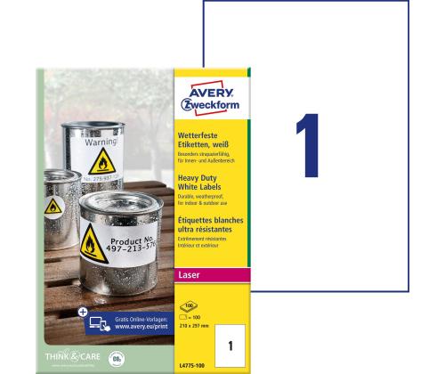 Tarratarra AVERY Zweckform Heavy Duty 210x297mm 100 arkkia säänkestävä (L4775-100)
