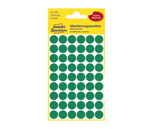 Pyöreä huomiotarra Q12mm vihreä ZW 3143