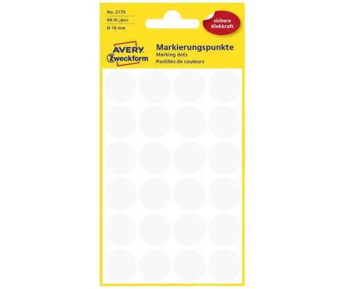 Tarratarra AVERY Zweckform Q18mm valkoinen 96kpl (3170)