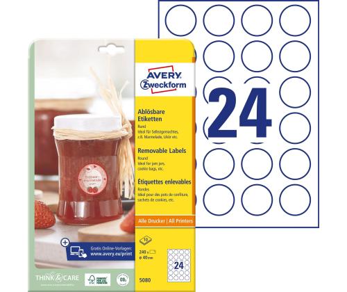 Tarratarra AVERY Zweckform Q40mm 10l pakkaus irrotettava (5080)