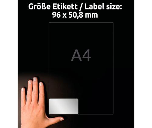 Kopio-lasertarra 96x50,8mm 20 arkkia/pkt. L6012 hopea