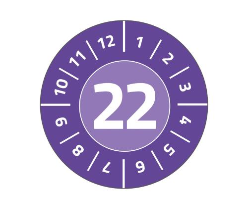 Tarraetiketti tarkastukseen AVERY ZWECKFORM Q20mm 2022 vuosi 8 arkkia violetti (6945-2022)