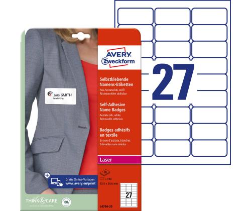 Tarratarra nimilappu AVERY Zweckform (63,5x29,6mm) 20 arkkia (L4784-20)