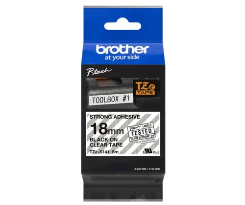 Kleepkirjalint/markeerimislint BROTHER Strong TZE-S141 18mm must/läbipaistval analoog