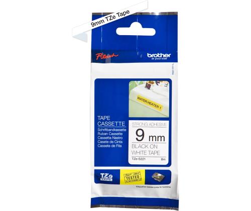 Kleepkirjalint/markeerimislint BROTHER Strong TZE-S221 9mm must/valgel