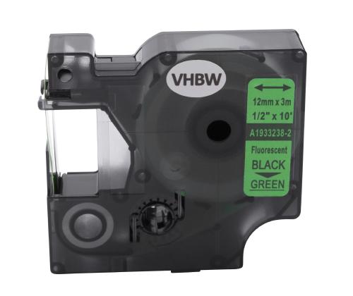 Teippi/merkintäteippi DYMO Fluorescent 1933238-2 12mm x 3m musta/neon vihreällä analogilla