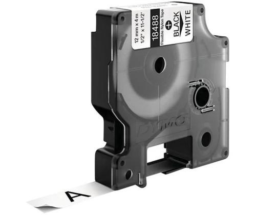 Teippi/merkintäteippi DYMO Rhino Nylon Flex 18488 12mm x 3,5m musta/valkoinen