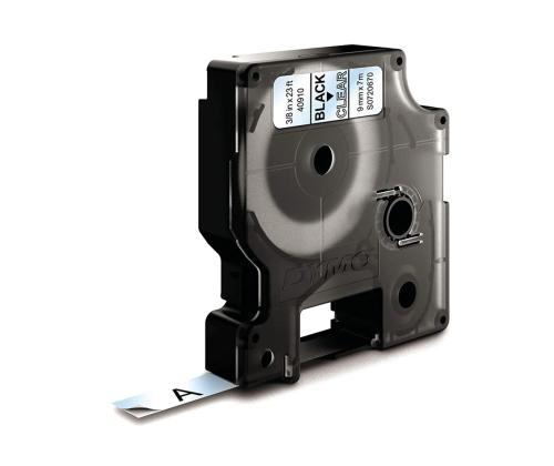 Teippi/merkintäteippi DYMO 40910 9mm x 7m musta kirjain/läpinäkyvä