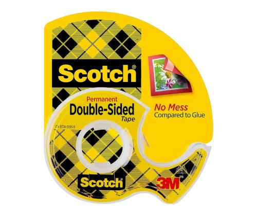 Teippi pohjalla SCOTCH D136 12mm x 6,3m kaksipuolinen läpinäkyvä