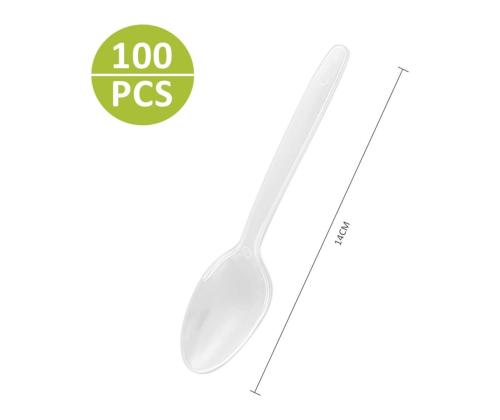 Kahvilusikkaa, muovia, 15 cm, 100 kpl pakkauksessa (uudelleenkäytettävä)