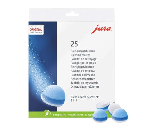 Kahvinkeittimen puhdistustabletit JURA 3-vaiheinen, 25 kpl
