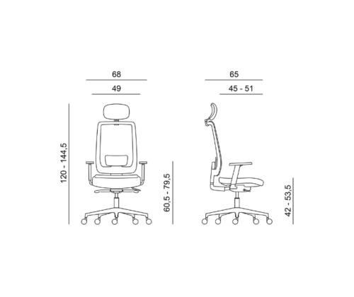 Työtuoli TEXAS harmaa verkkoselkänoja/BN5 harmaa istuin, alempi. jalka, niskatuella