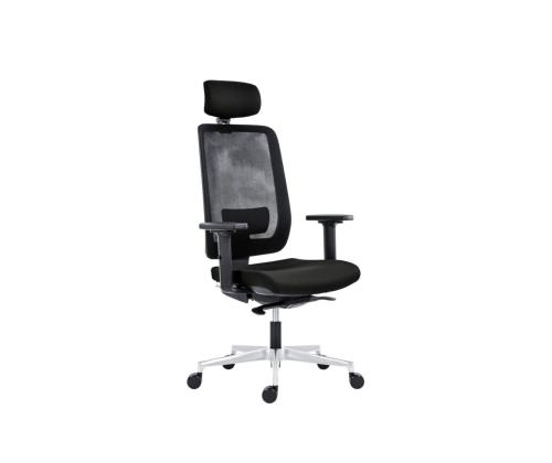 Työtuoli TEXAS musta verkkoselkänoja/BN7 musta istuin, aluna. jalka, niskatuella