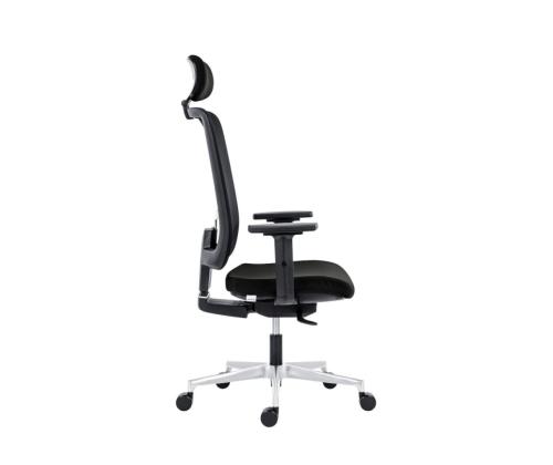 Työtuoli TEXAS musta verkkoselkänoja/BN7 musta istuin, aluna. jalka, niskatuella