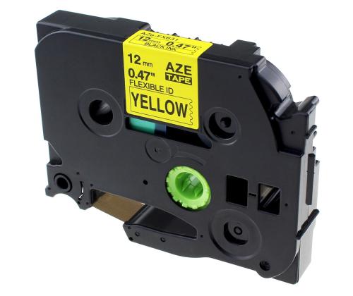 Teippi/merkintäteippi BROTHER joustava nylon TZe-NFX631 musta/keltainen 12mm analoginen