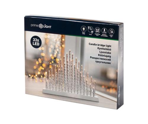 Kynttilänjalka PRIME LIGHT 33LED hopeakierretty 1kpl