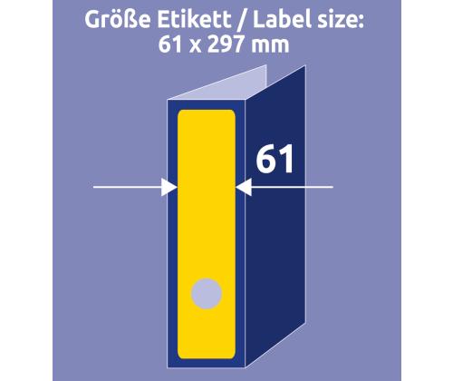 Seljaetikett registraatorile AVERY-Zweckform 61x297mm kollane 20tk