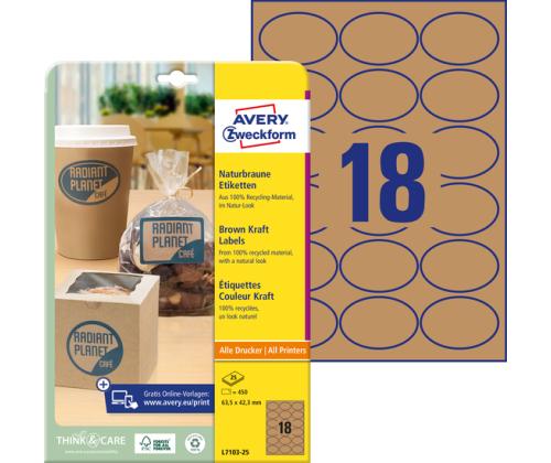 Tarra 63,5x42,3mm 25l Avery L-7103 ruskea