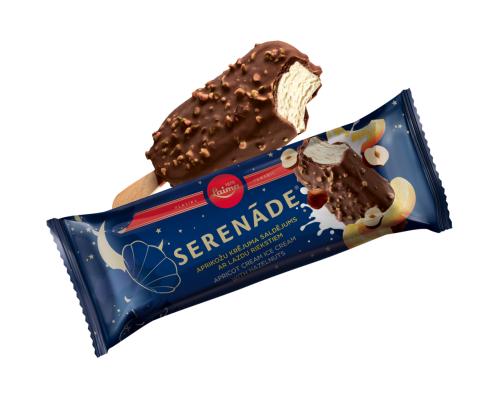 LAIMA SERENADE Aprikoosikermajäätelö hasselpähkinäpaloilla suklaakuorrutuksessa 90ml/62g x 35