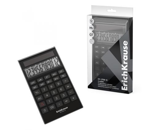 Pöytälaskin 12-paikkainen ERICH KRAUSE DC-2708-12 Classic, musta