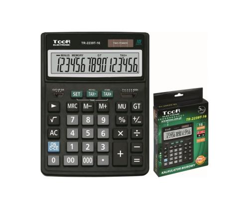 Pöytälaskin Toor TR-2239 16 numeron näytöllä, isot näppäimet