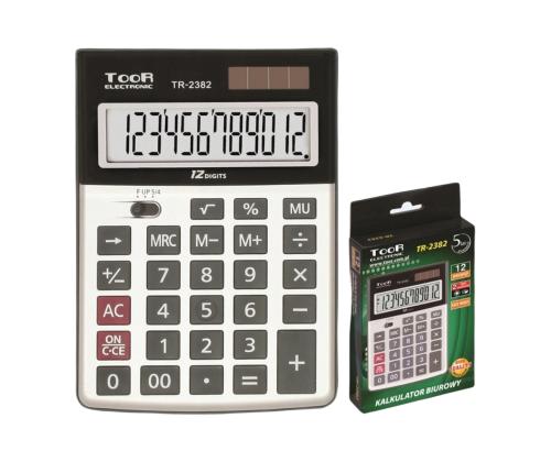 Pöytälaskin TOOR TR-2382 12-numeroinen hopeakotelo