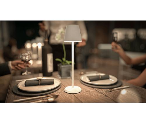 Pöytävalaisin Securit Feline johdoton valkoinen säänkestävä