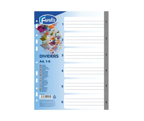 Välilehdet A4 1-5 harma muovia