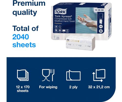 Paperipyyhe 2-kerroksinen TORK Interfold Compressed Z-fold,, 24x21,2cm 225 arkkia (100889)