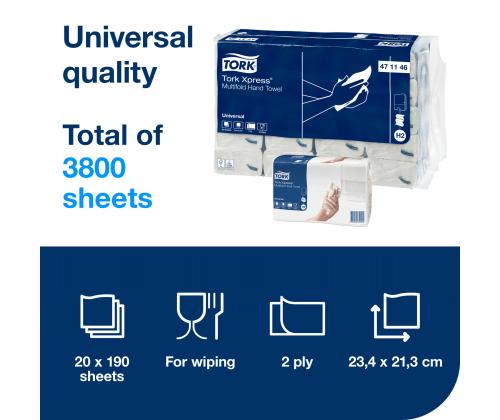 2-kertainen TORK Xpress Multifold Z-fold Universal H2 23,4x21,3cm 190 arkkia (471146)