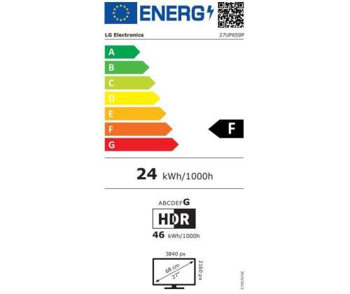 LCD-monitori LG 27UP650K-W 27" 4K Pivot Korkeussäädettävä kallistuspaneeli IPS 3840x2160 16:9 60Hz 5 ms...
